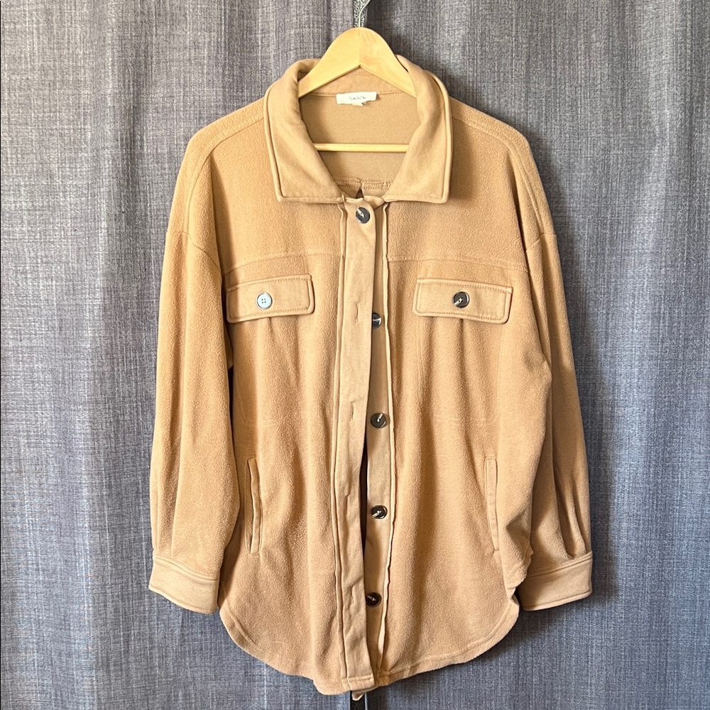 Twenty ten fleece soft shacket size small brown teddy camel tone